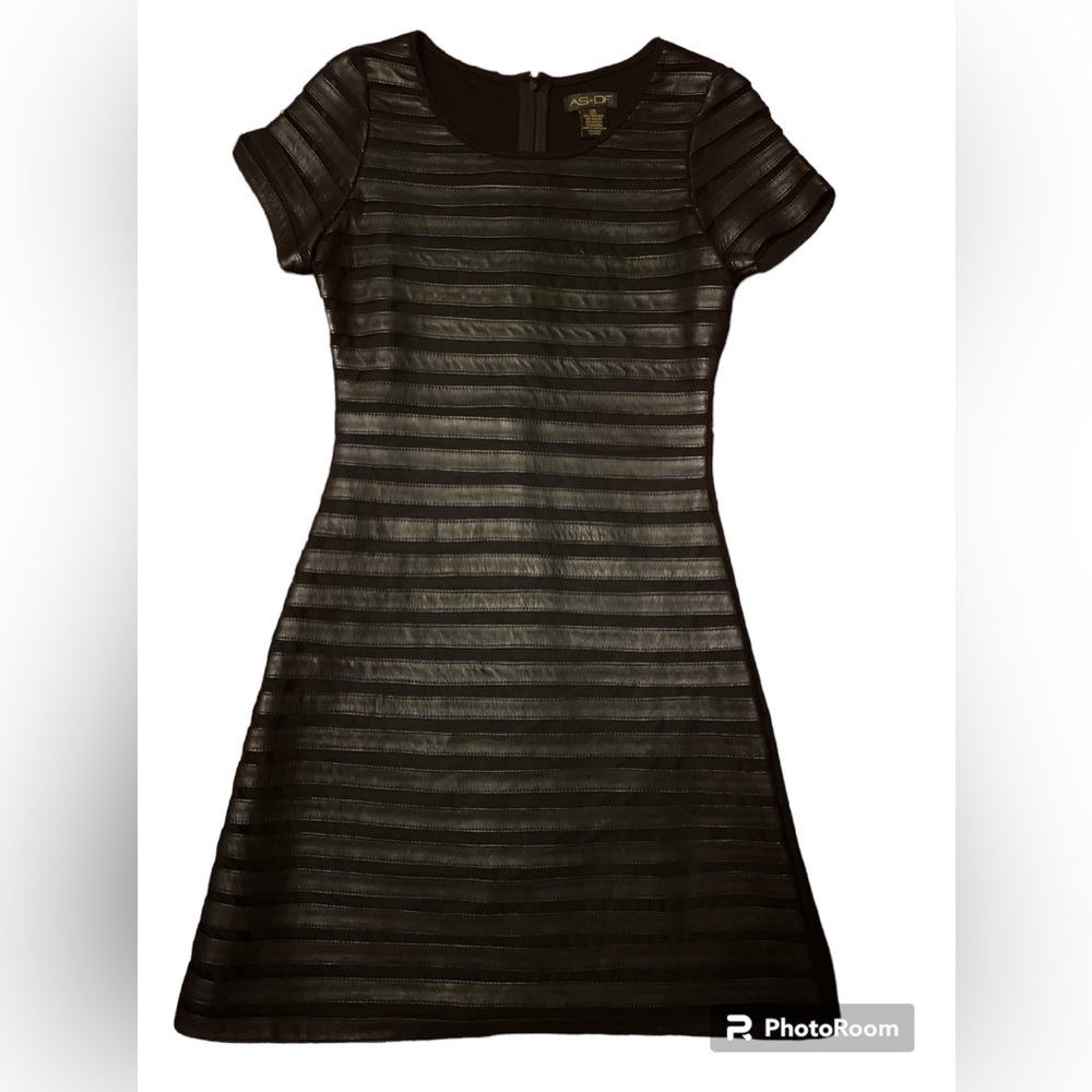LEATHER MIDI STRIPPED DRESS WOMEN SIZE XS